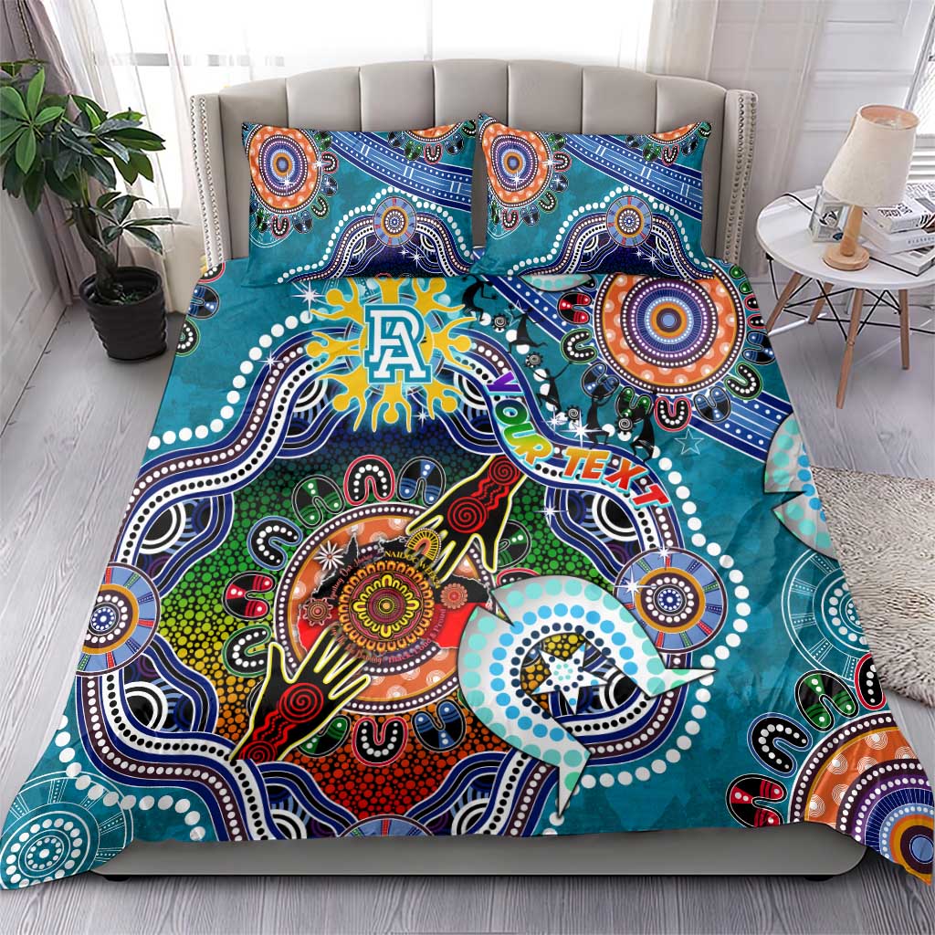 Custom NAIDOC Week 2024 Port Adelaide Power Bedding Set Australia Aboriginal Dot Painting - Vibe Hoodie Shop