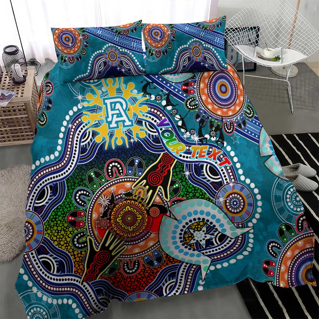 Custom NAIDOC Week 2024 Port Adelaide Power Bedding Set Australia Aboriginal Dot Painting - Vibe Hoodie Shop