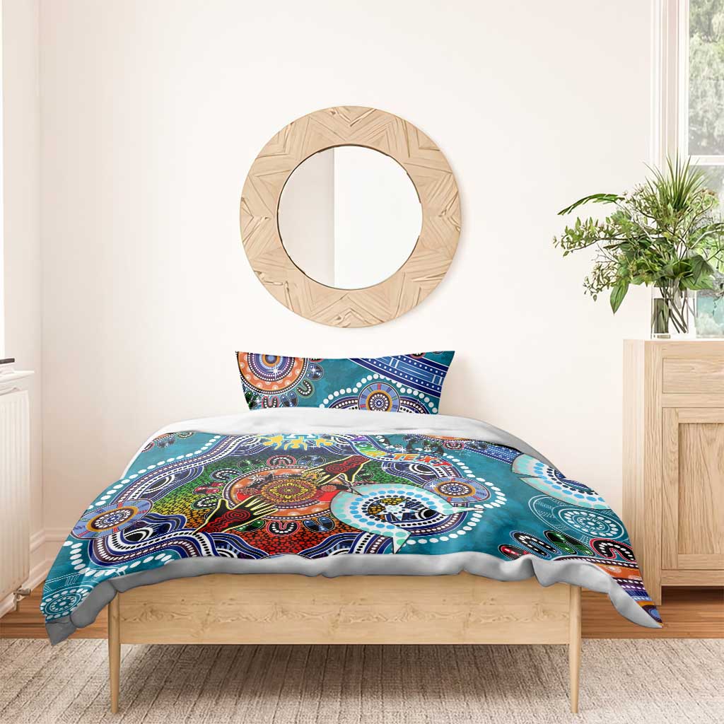 Custom NAIDOC Week 2024 Port Adelaide Power Bedding Set Australia Aboriginal Dot Painting - Vibe Hoodie Shop