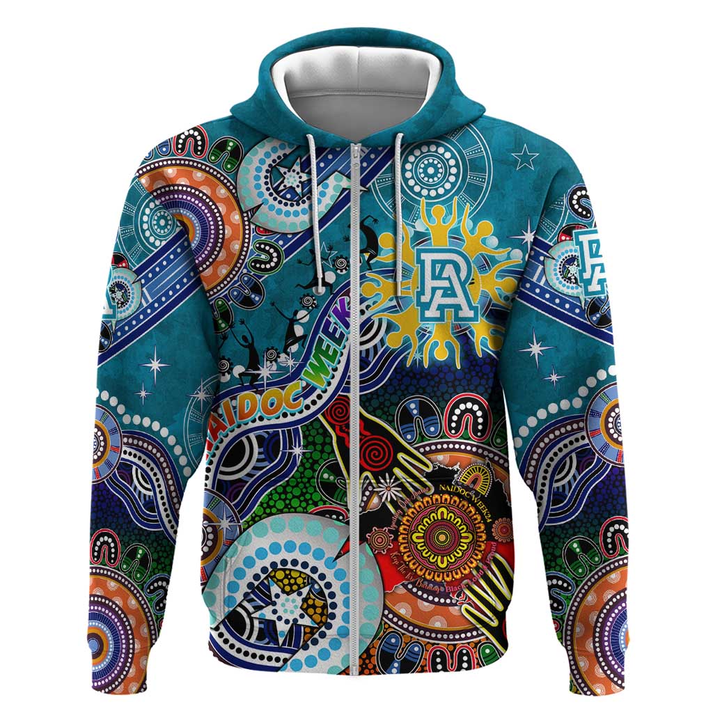 Custom NAIDOC Week 2024 Port Adelaide Power Hoodie Australia Aboriginal Dot Painting - Vibe Hoodie Shop