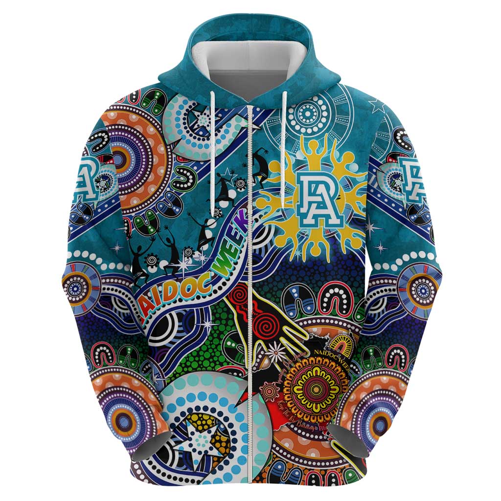 Custom NAIDOC Week 2024 Port Adelaide Power Hoodie Australia Aboriginal Dot Painting - Vibe Hoodie Shop