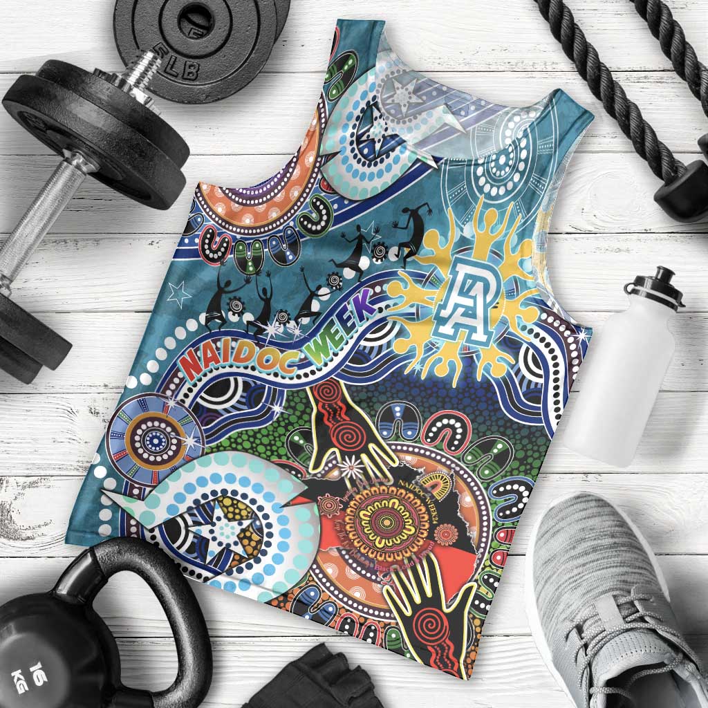 Custom NAIDOC Week 2024 Port Adelaide Power Men Tank Top Australia Aboriginal Dot Painting - Vibe Hoodie Shop
