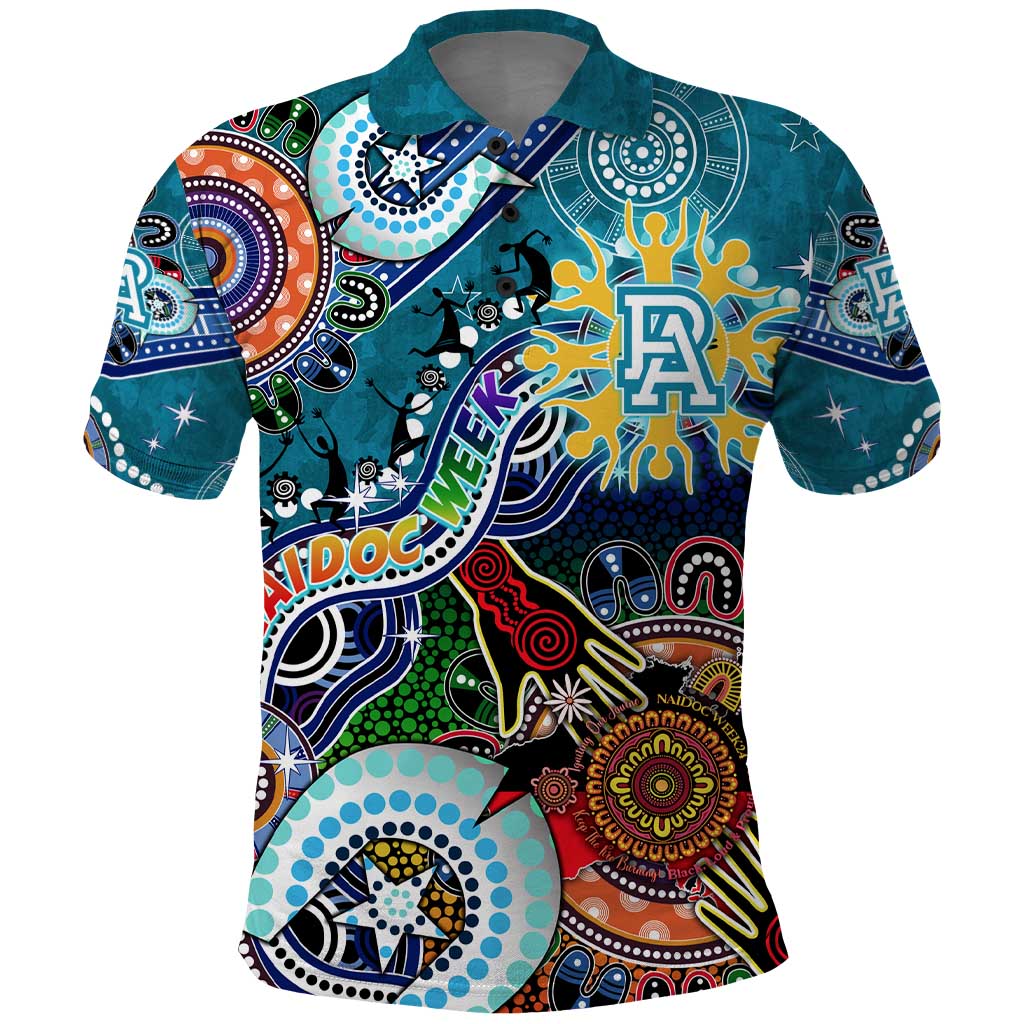 Custom NAIDOC Week 2024 Port Adelaide Power Polo Shirt Australia Aboriginal Dot Painting - Vibe Hoodie Shop