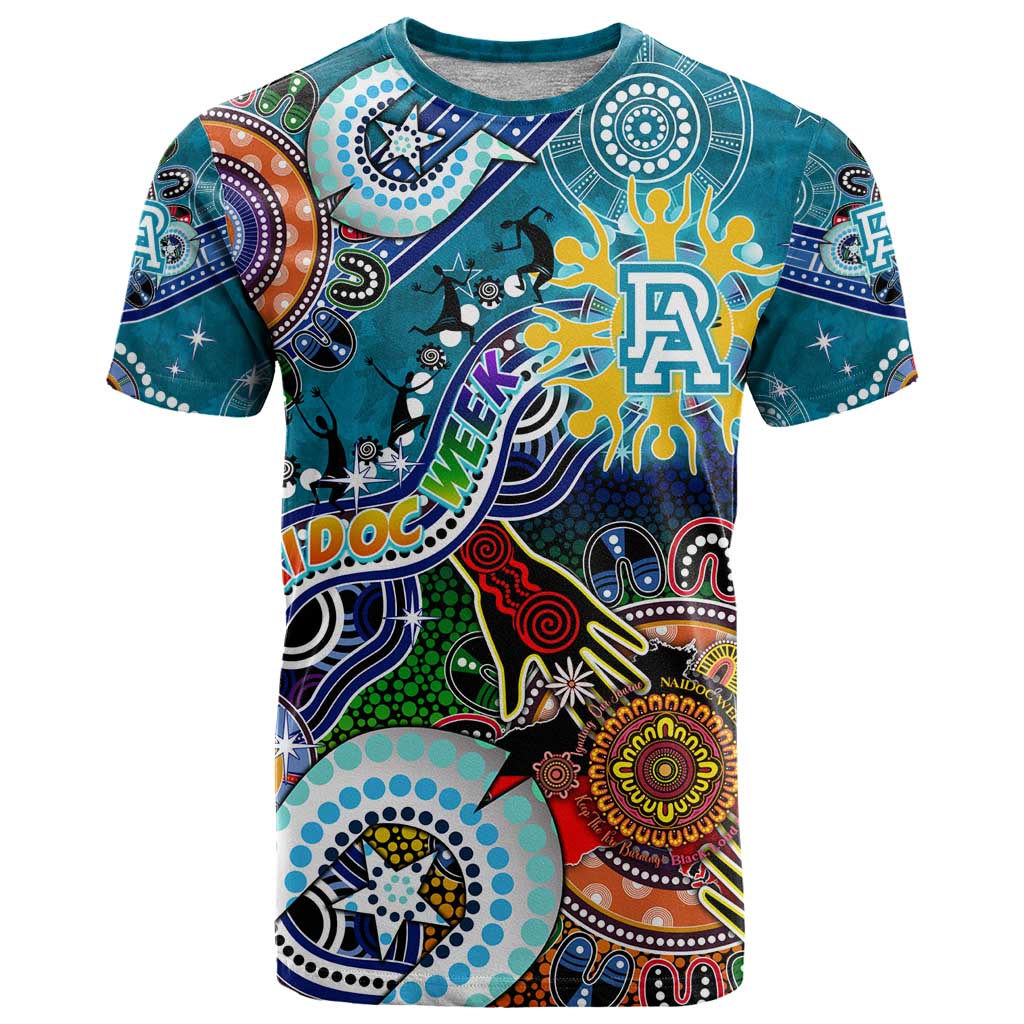 Custom NAIDOC Week 2024 Port Adelaide Power T Shirt Australia Aboriginal Dot Painting - Vibe Hoodie Shop