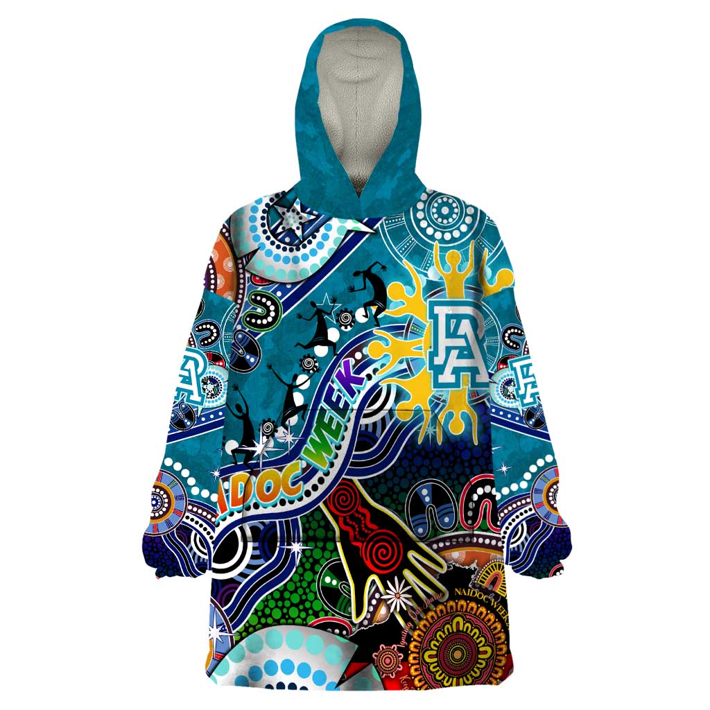 Custom NAIDOC Week 2024 Port Adelaide Power Wearable Blanket Hoodie Australia Aboriginal Dot Painting - Vibe Hoodie Shop