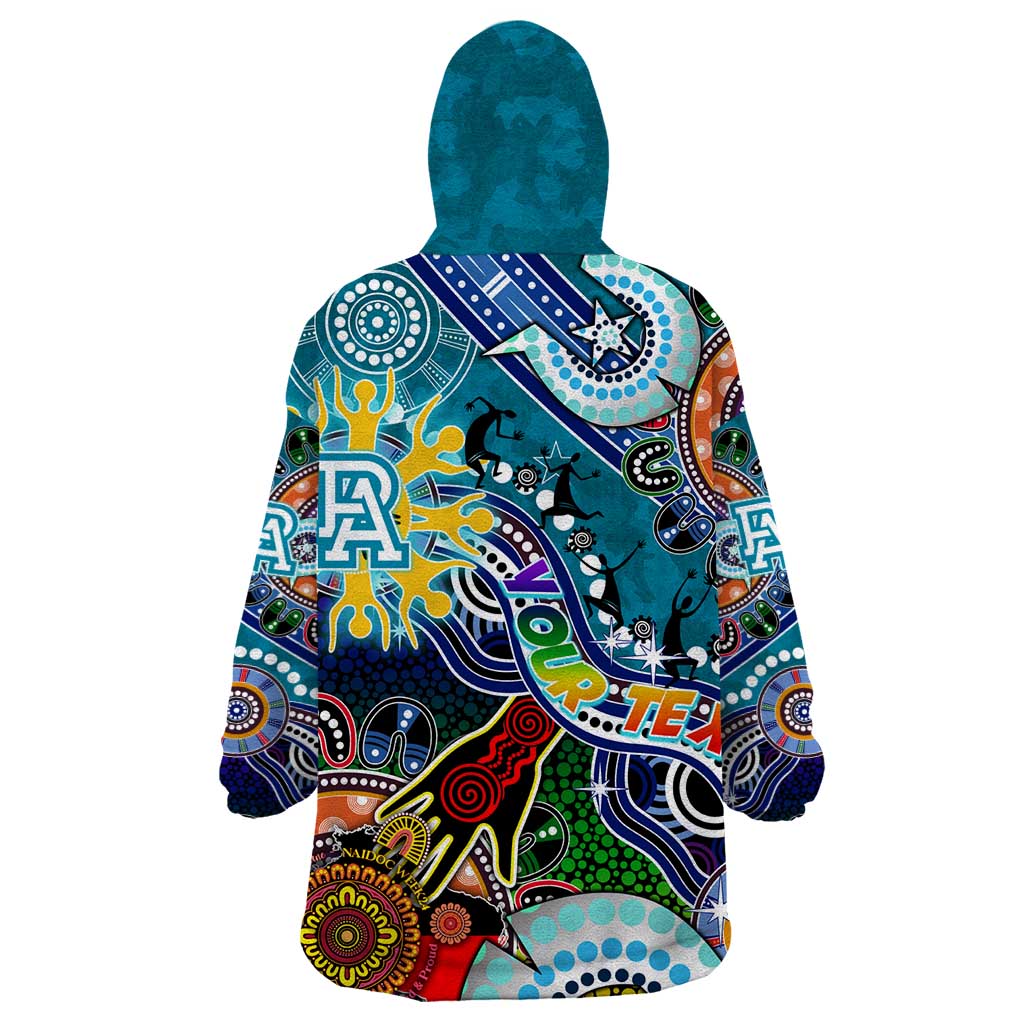 Custom NAIDOC Week 2024 Port Adelaide Power Wearable Blanket Hoodie Australia Aboriginal Dot Painting - Vibe Hoodie Shop