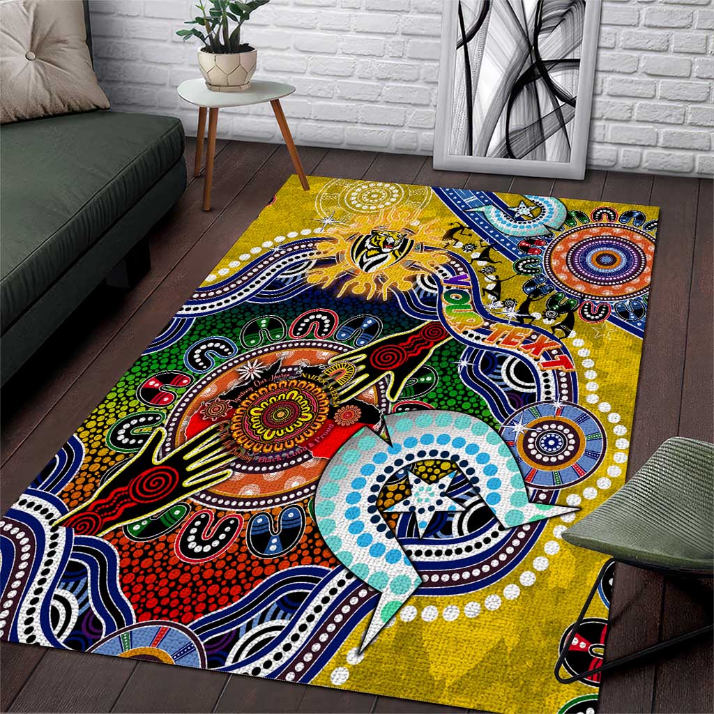 Custom NAIDOC Week 2024 Richmond Tiger Area Rug Australia Aboriginal Dot Painting - Vibe Hoodie Shop