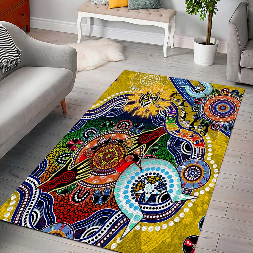 Custom NAIDOC Week 2024 Richmond Tiger Area Rug Australia Aboriginal Dot Painting - Vibe Hoodie Shop