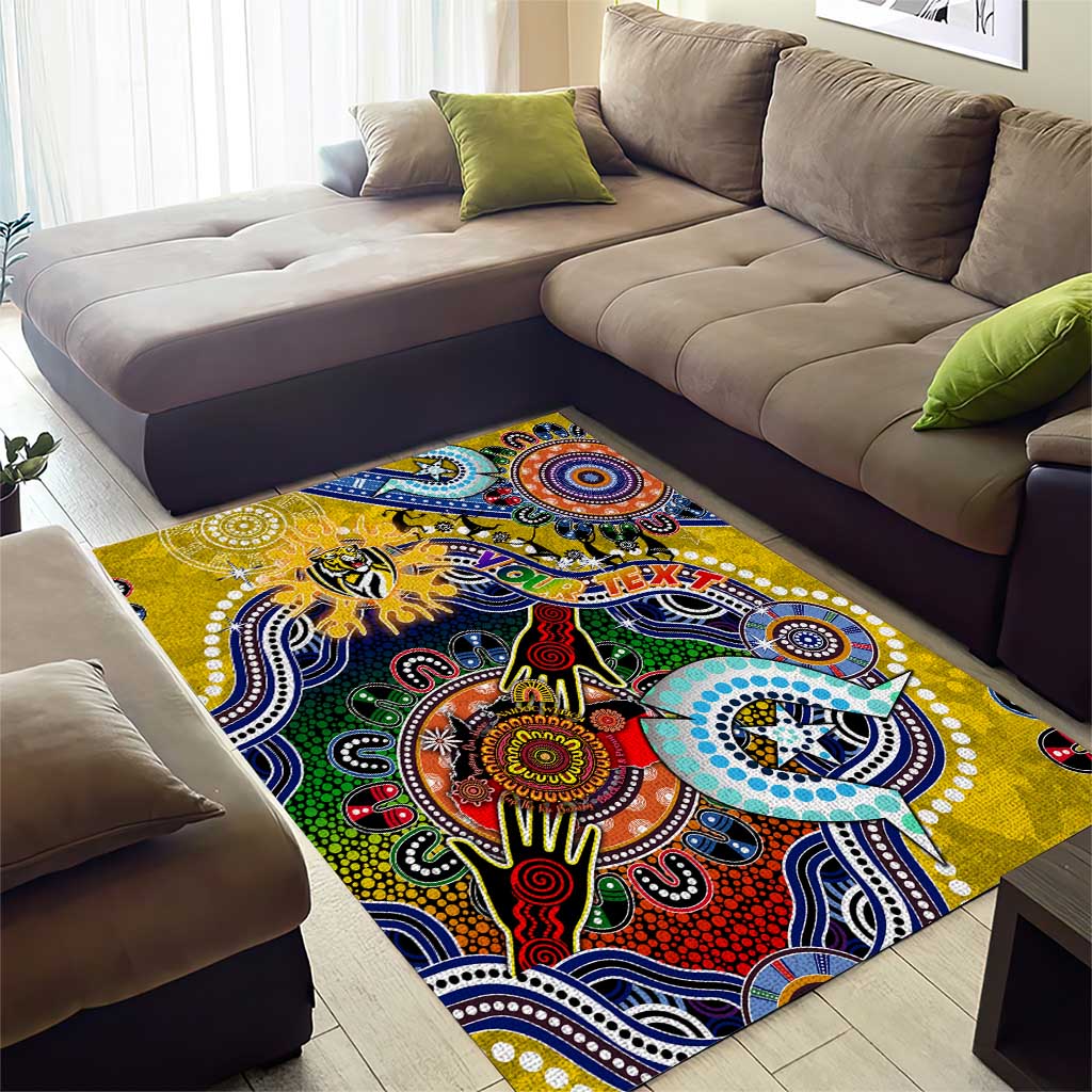 Custom NAIDOC Week 2024 Richmond Tiger Area Rug Australia Aboriginal Dot Painting - Vibe Hoodie Shop