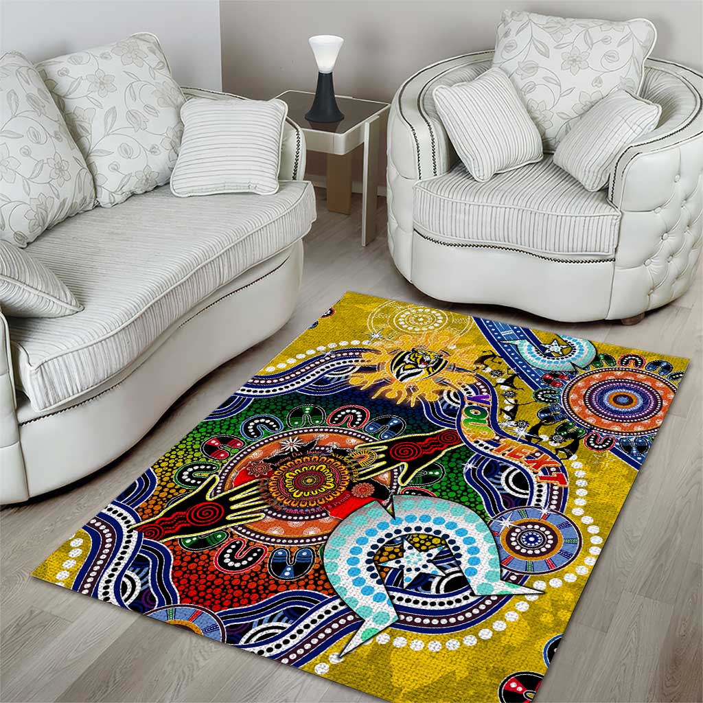 Custom NAIDOC Week 2024 Richmond Tiger Area Rug Australia Aboriginal Dot Painting - Vibe Hoodie Shop