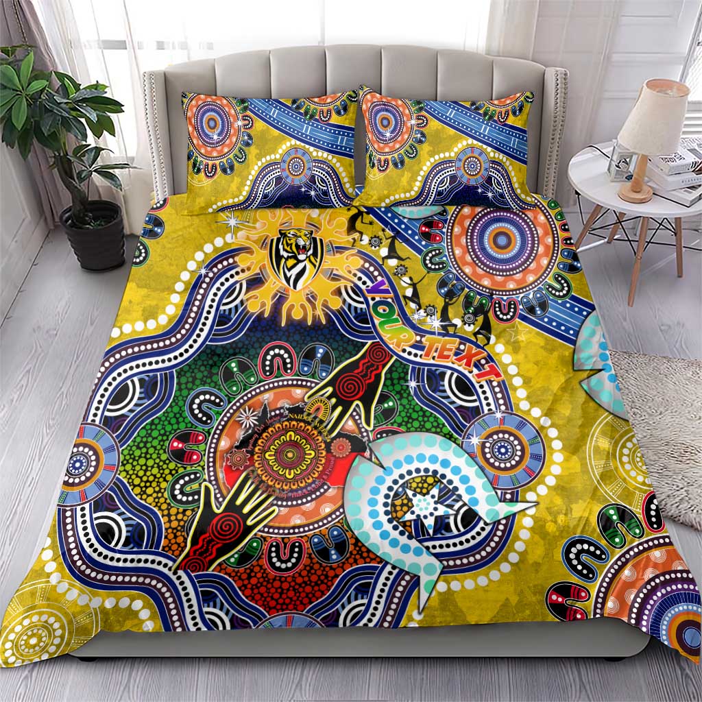 Custom NAIDOC Week 2024 Richmond Tiger Bedding Set Australia Aboriginal Dot Painting - Vibe Hoodie Shop