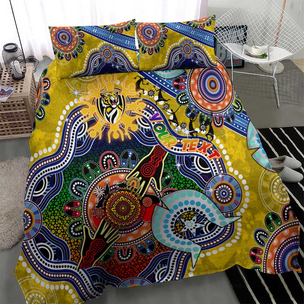 Custom NAIDOC Week 2024 Richmond Tiger Bedding Set Australia Aboriginal Dot Painting - Vibe Hoodie Shop