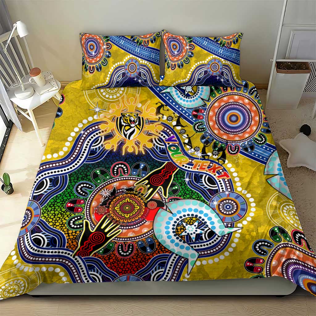 Custom NAIDOC Week 2024 Richmond Tiger Bedding Set Australia Aboriginal Dot Painting - Vibe Hoodie Shop