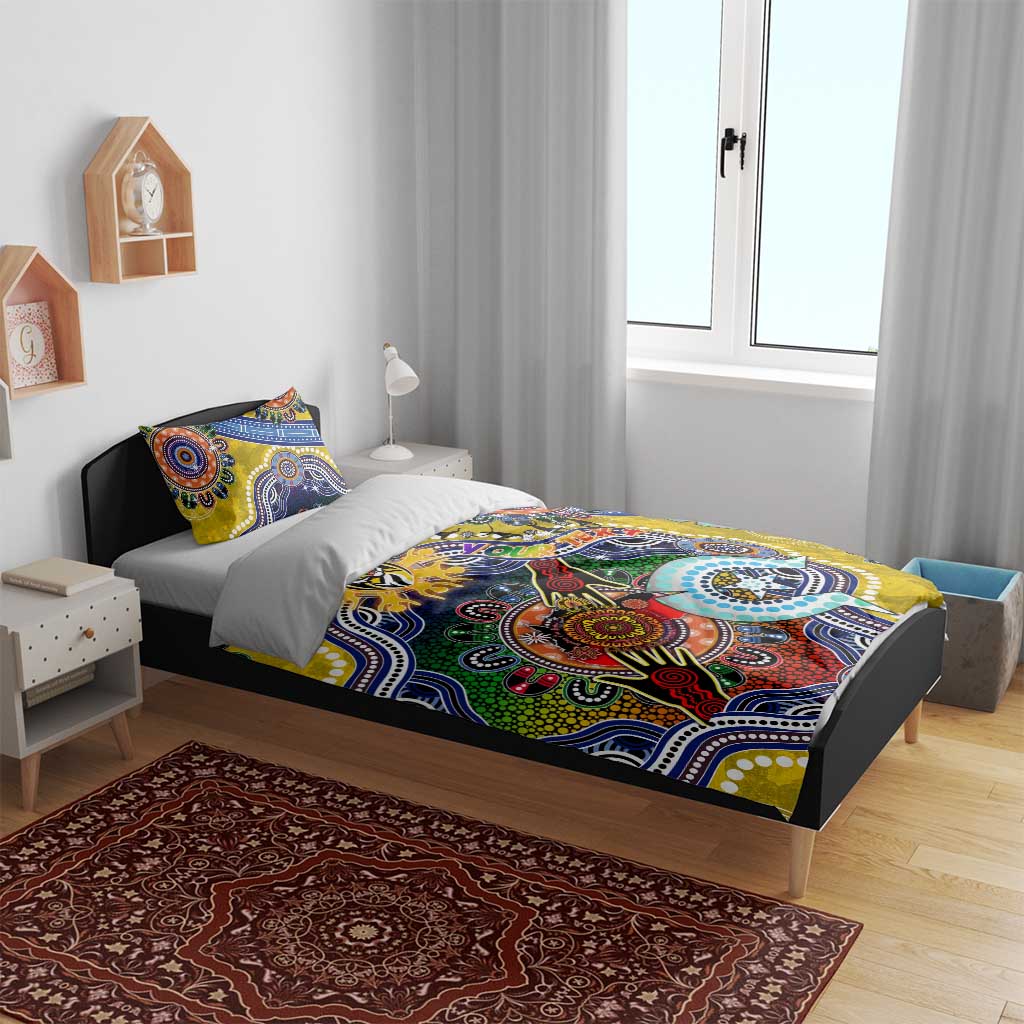 Custom NAIDOC Week 2024 Richmond Tiger Bedding Set Australia Aboriginal Dot Painting - Vibe Hoodie Shop