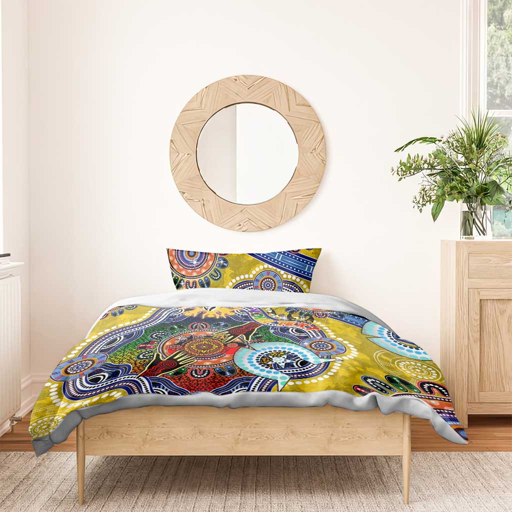 Custom NAIDOC Week 2024 Richmond Tiger Bedding Set Australia Aboriginal Dot Painting - Vibe Hoodie Shop