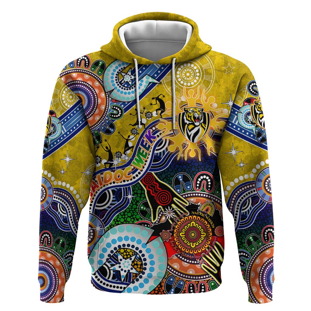 Custom NAIDOC Week 2024 Richmond Tiger Hoodie Australia Aboriginal Dot Painting - Vibe Hoodie Shop