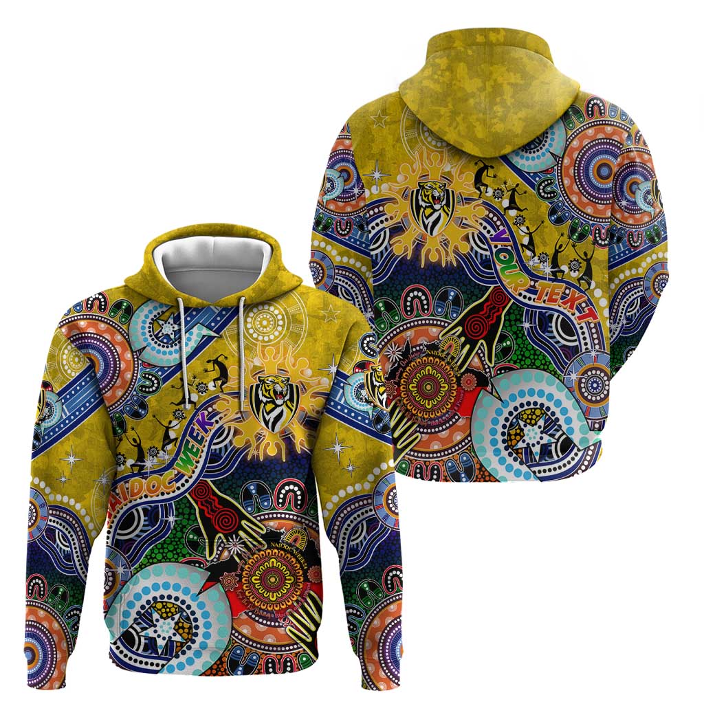 Custom NAIDOC Week 2024 Richmond Tiger Hoodie Australia Aboriginal Dot Painting - Vibe Hoodie Shop