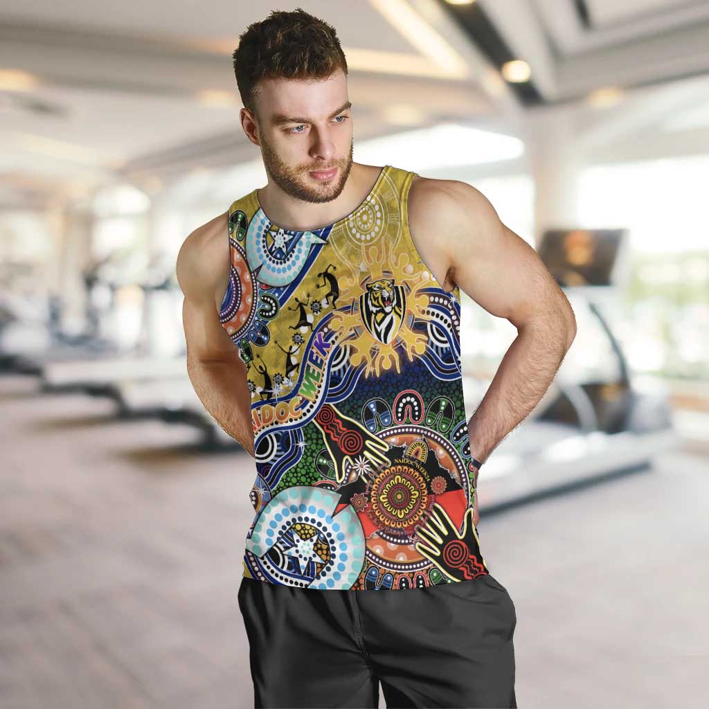 Custom NAIDOC Week 2024 Richmond Tiger Men Tank Top Australia Aboriginal Dot Painting - Vibe Hoodie Shop