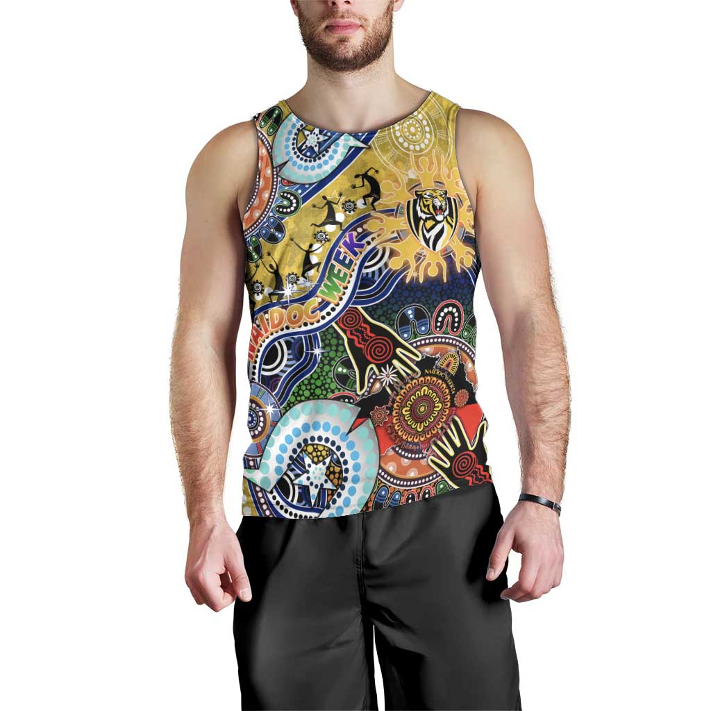 Custom NAIDOC Week 2024 Richmond Tiger Men Tank Top Australia Aboriginal Dot Painting - Vibe Hoodie Shop