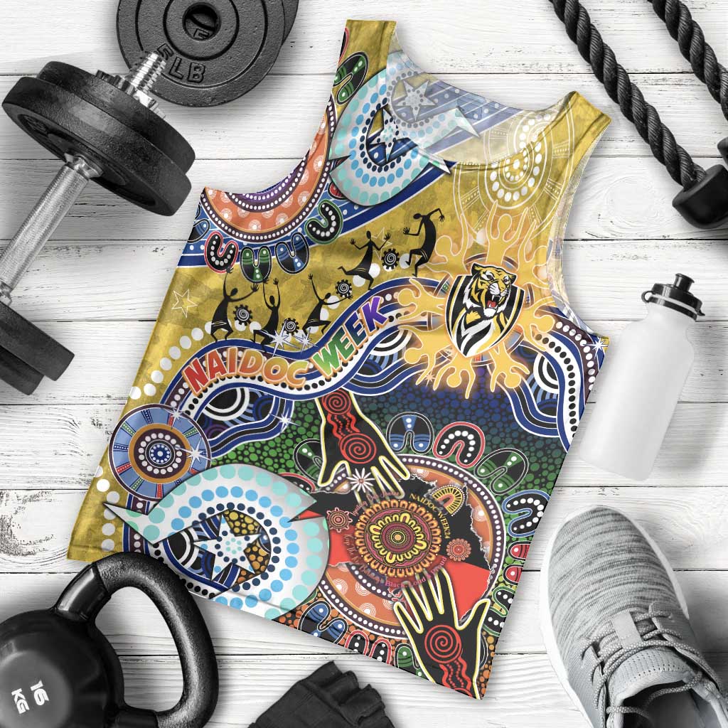 Custom NAIDOC Week 2024 Richmond Tiger Men Tank Top Australia Aboriginal Dot Painting - Vibe Hoodie Shop