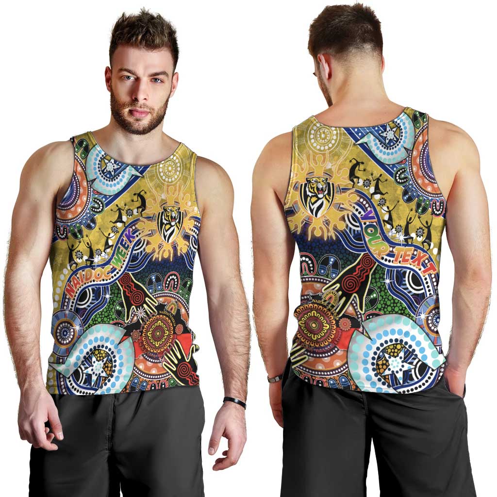 Custom NAIDOC Week 2024 Richmond Tiger Men Tank Top Australia Aboriginal Dot Painting - Vibe Hoodie Shop