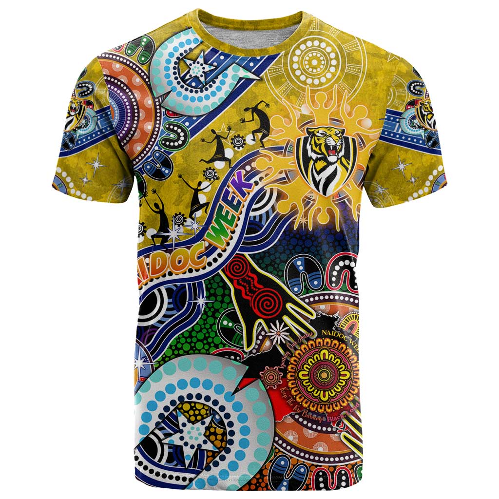 Custom NAIDOC Week 2024 Richmond Tiger T Shirt Australia Aboriginal Dot Painting - Vibe Hoodie Shop