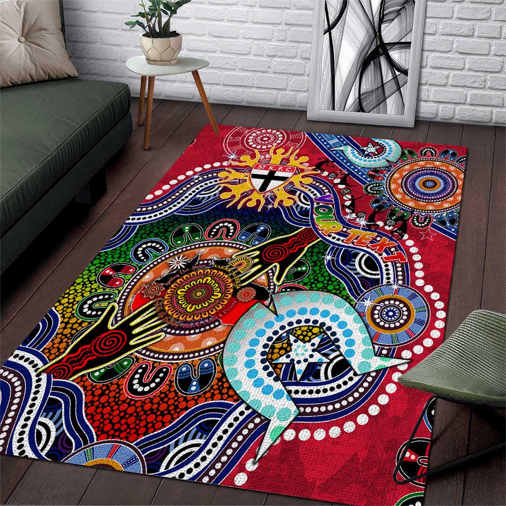 Custom NAIDOC Week 2024 St Kilda Saints Area Rug Australia Aboriginal Dot Painting - Vibe Hoodie Shop