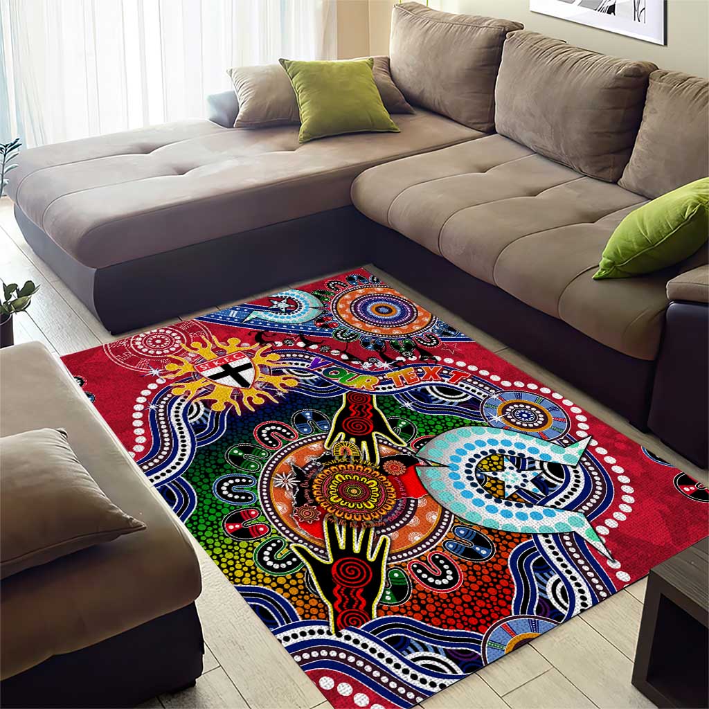 Custom NAIDOC Week 2024 St Kilda Saints Area Rug Australia Aboriginal Dot Painting - Vibe Hoodie Shop