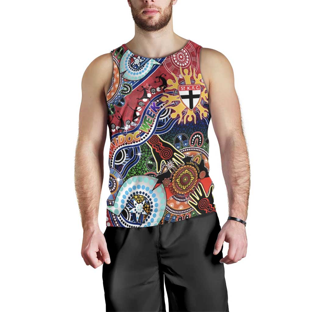 Custom NAIDOC Week 2024 St Kilda Saints Men Tank Top Australia Aboriginal Dot Painting - Vibe Hoodie Shop
