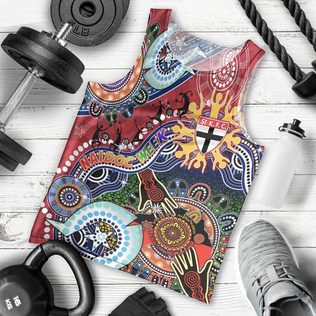 Custom NAIDOC Week 2024 St Kilda Saints Men Tank Top Australia Aboriginal Dot Painting - Vibe Hoodie Shop