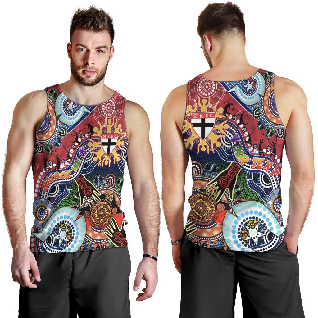 Custom NAIDOC Week 2024 St Kilda Saints Men Tank Top Australia Aboriginal Dot Painting - Vibe Hoodie Shop