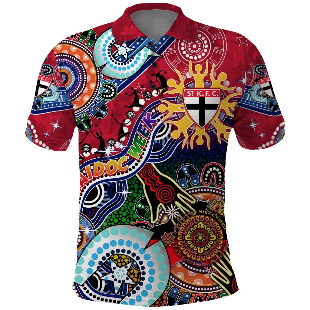 Custom NAIDOC Week 2024 St Kilda Saints Polo Shirt Australia Aboriginal Dot Painting - Vibe Hoodie Shop