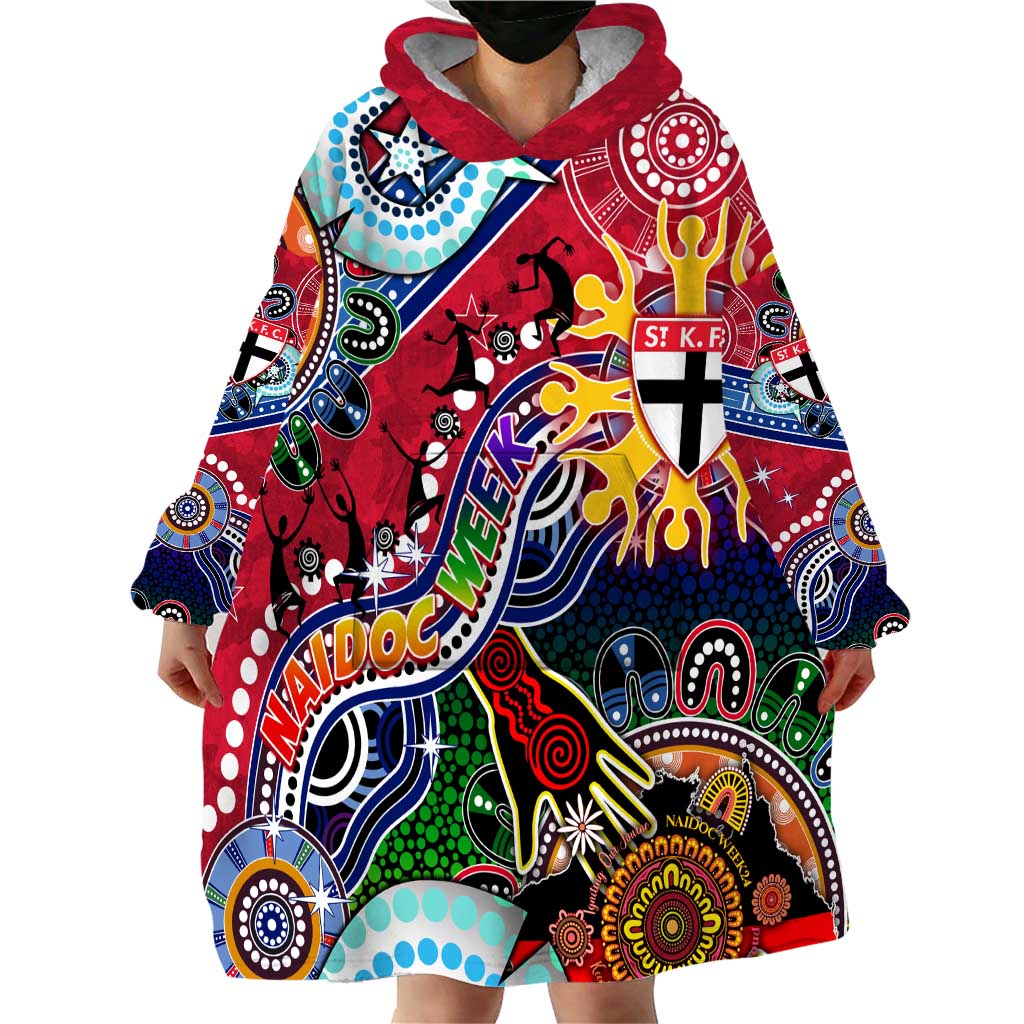 Custom NAIDOC Week 2024 St Kilda Saints Wearable Blanket Hoodie Australia Aboriginal Dot Painting - Vibe Hoodie Shop