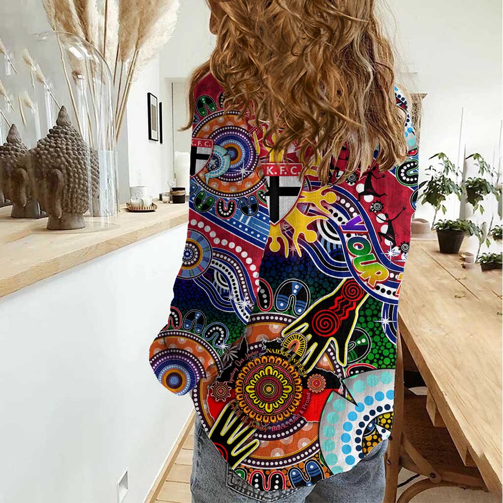 Custom NAIDOC Week 2024 St Kilda Saints Women Casual Shirt Australia Aboriginal Dot Painting - Vibe Hoodie Shop