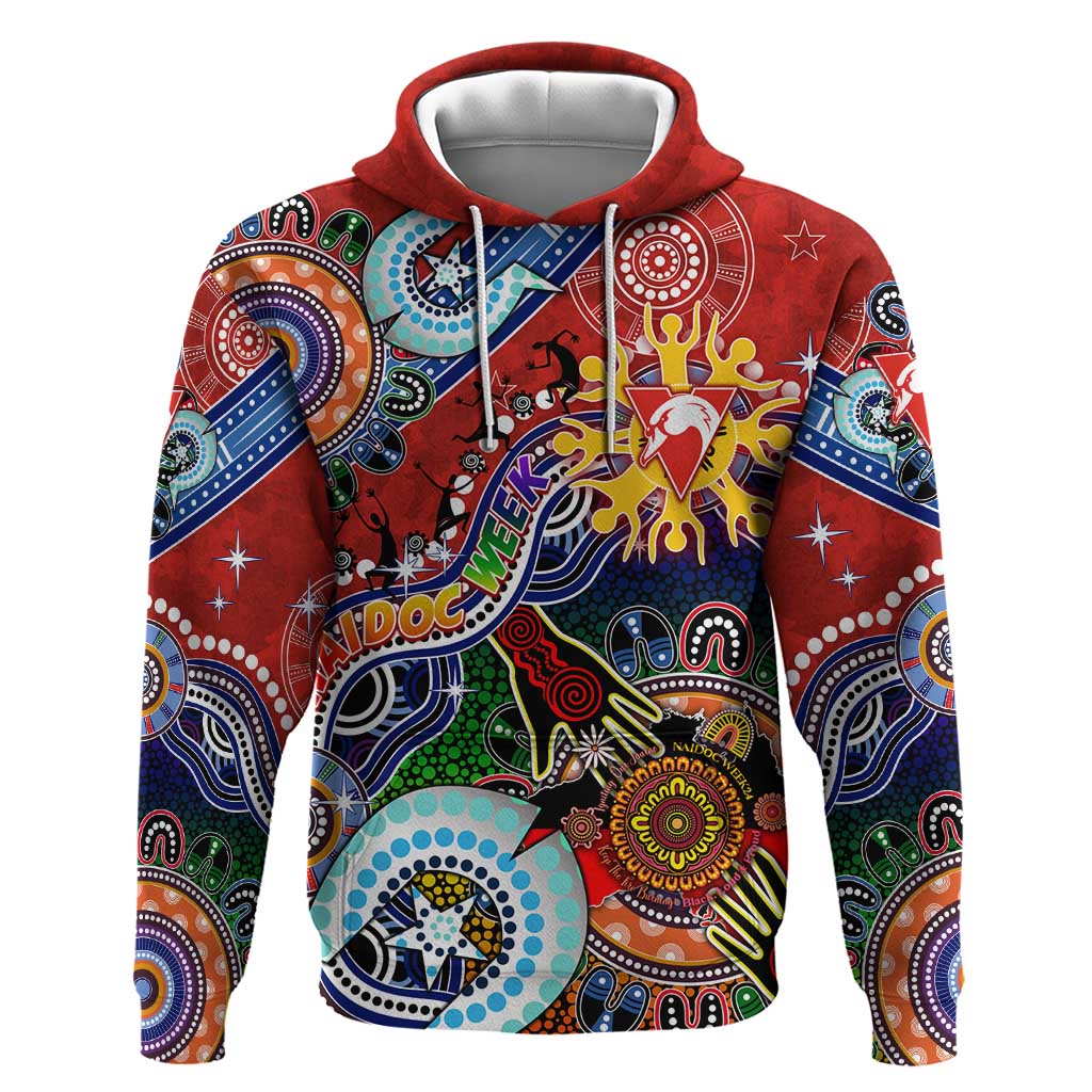 Custom NAIDOC Week 2024 Sydney Swans Hoodie Australia Aboriginal Dot Painting - Vibe Hoodie Shop