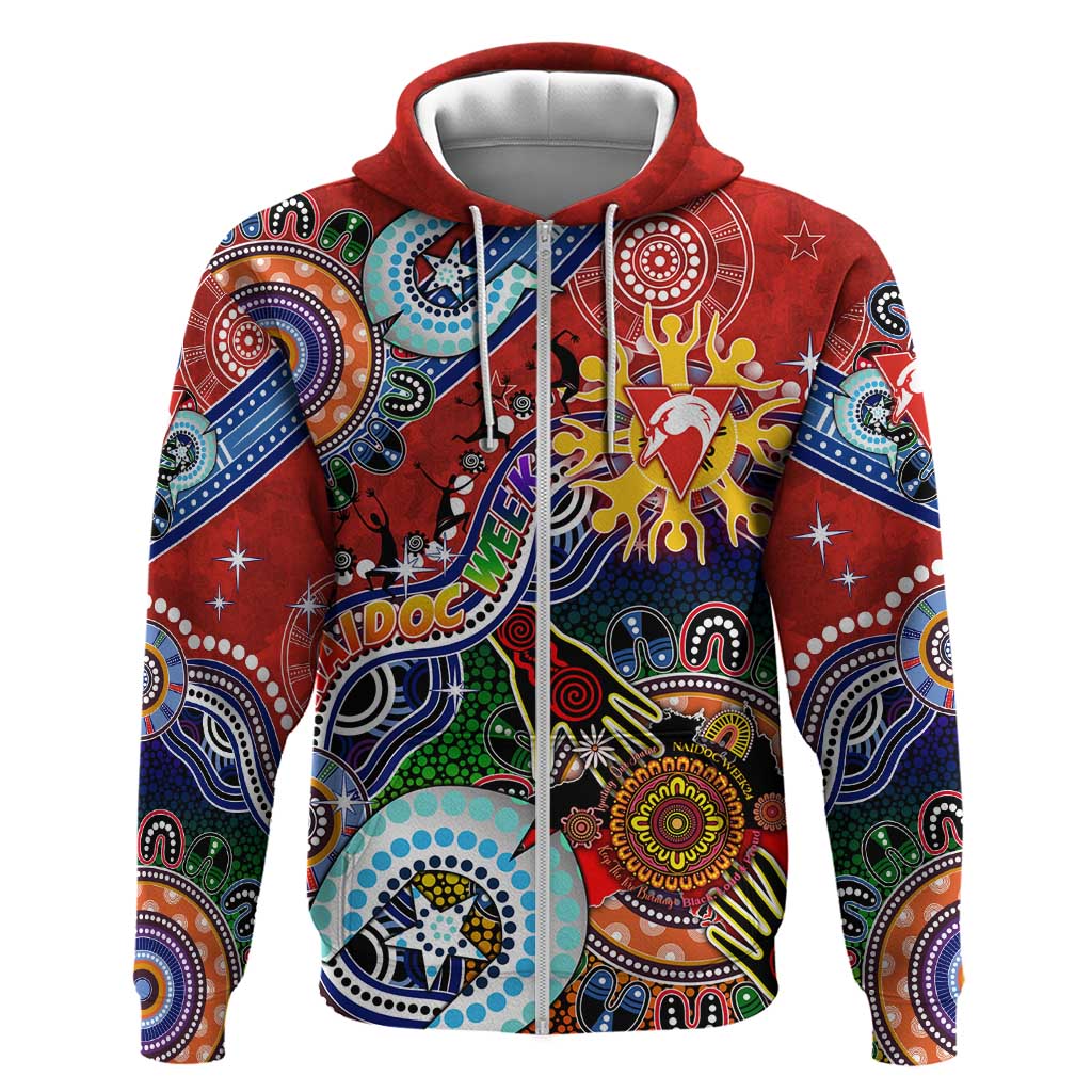 Custom NAIDOC Week 2024 Sydney Swans Hoodie Australia Aboriginal Dot Painting - Vibe Hoodie Shop