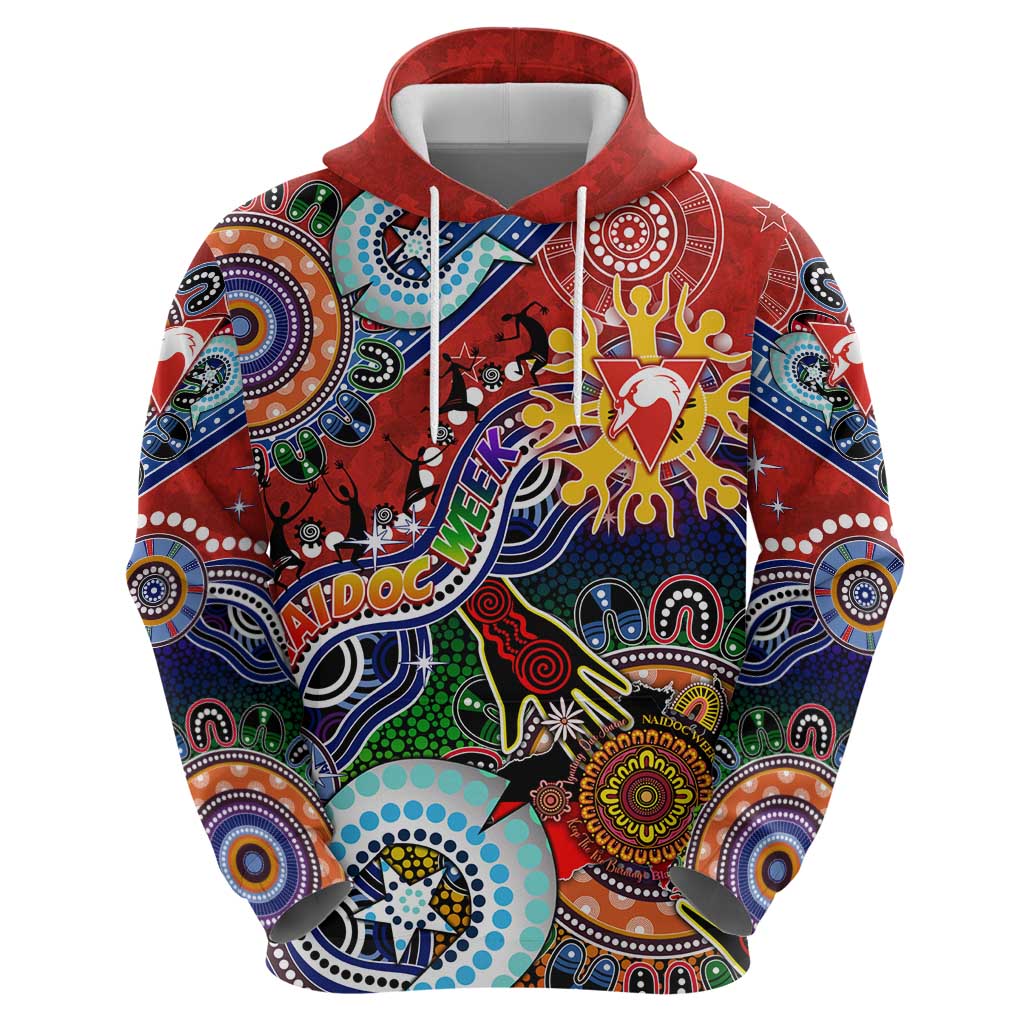 Custom NAIDOC Week 2024 Sydney Swans Hoodie Australia Aboriginal Dot Painting - Vibe Hoodie Shop