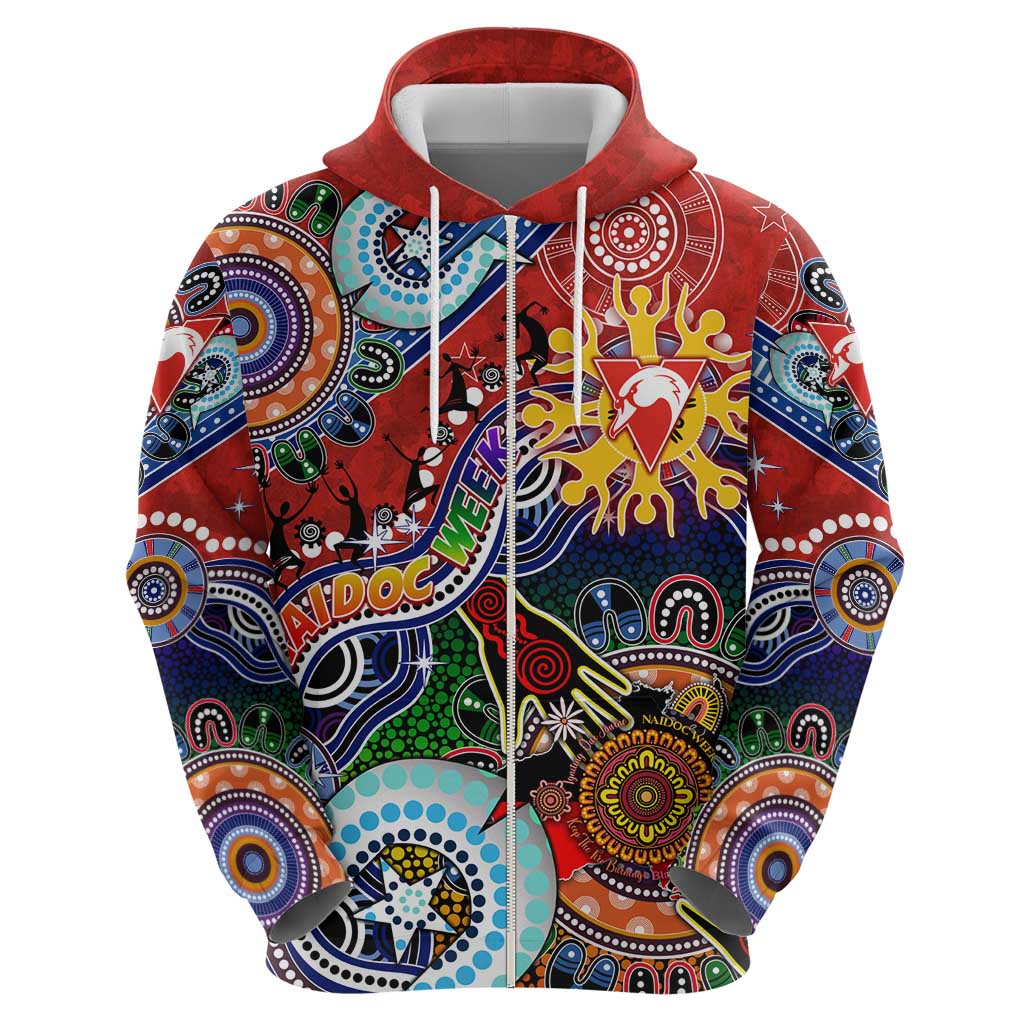 Custom NAIDOC Week 2024 Sydney Swans Hoodie Australia Aboriginal Dot Painting - Vibe Hoodie Shop