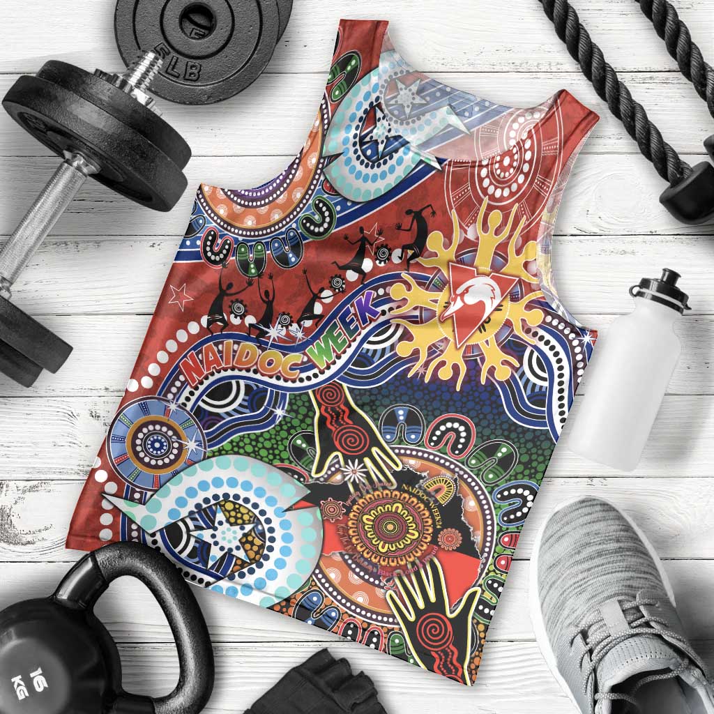 Custom NAIDOC Week 2024 Sydney Swans Men Tank Top Australia Aboriginal Dot Painting - Vibe Hoodie Shop