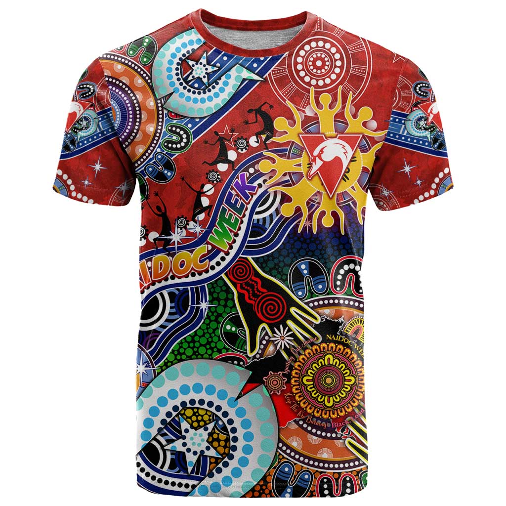 Custom NAIDOC Week 2024 Sydney Swans T Shirt Australia Aboriginal Dot Painting - Vibe Hoodie Shop