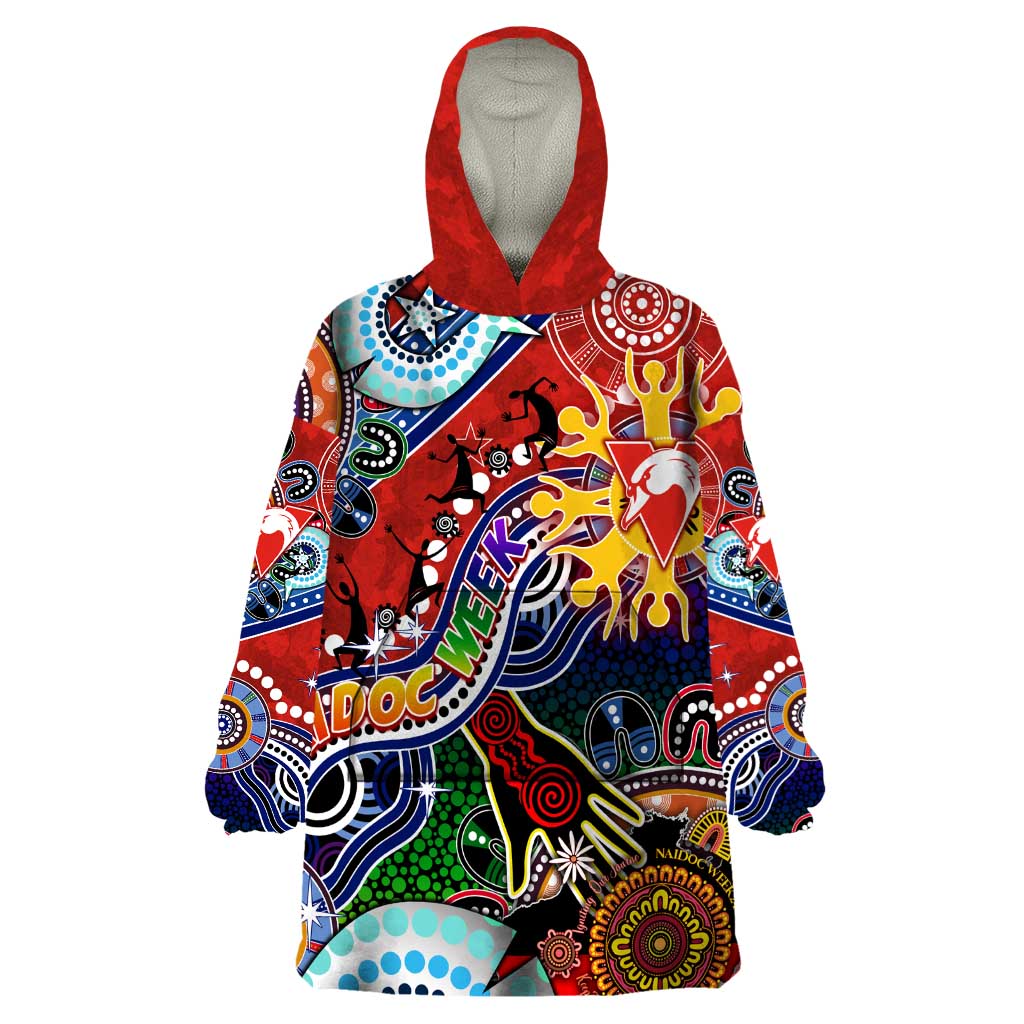 Custom NAIDOC Week 2024 Sydney Swans Wearable Blanket Hoodie Australia Aboriginal Dot Painting - Vibe Hoodie Shop