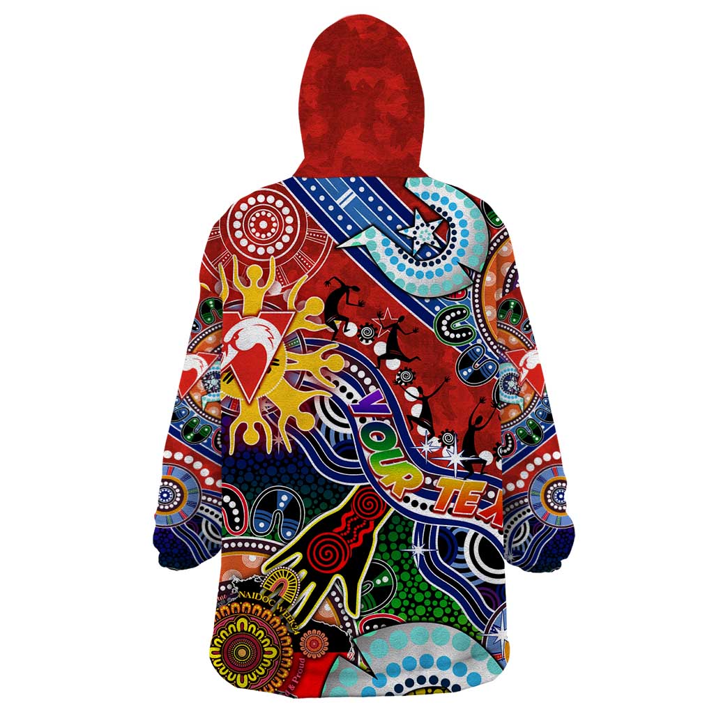 Custom NAIDOC Week 2024 Sydney Swans Wearable Blanket Hoodie Australia Aboriginal Dot Painting - Vibe Hoodie Shop