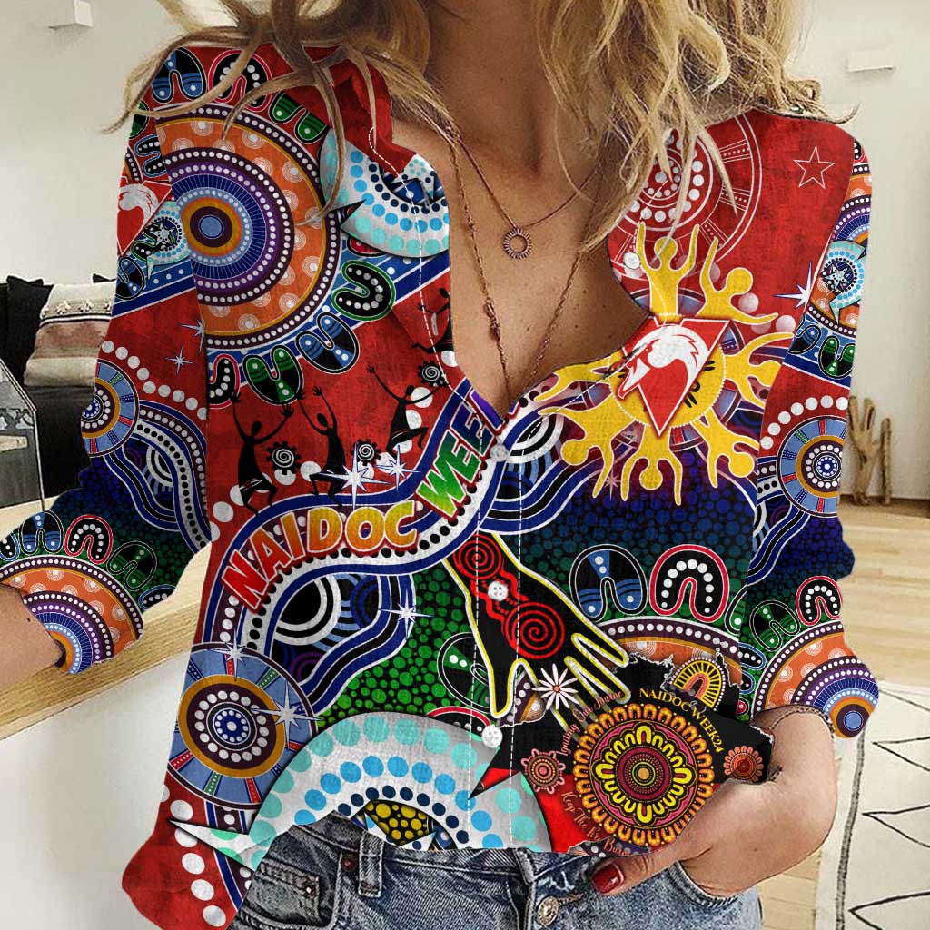 Custom NAIDOC Week 2024 Sydney Swans Women Casual Shirt Australia Aboriginal Dot Painting - Vibe Hoodie Shop