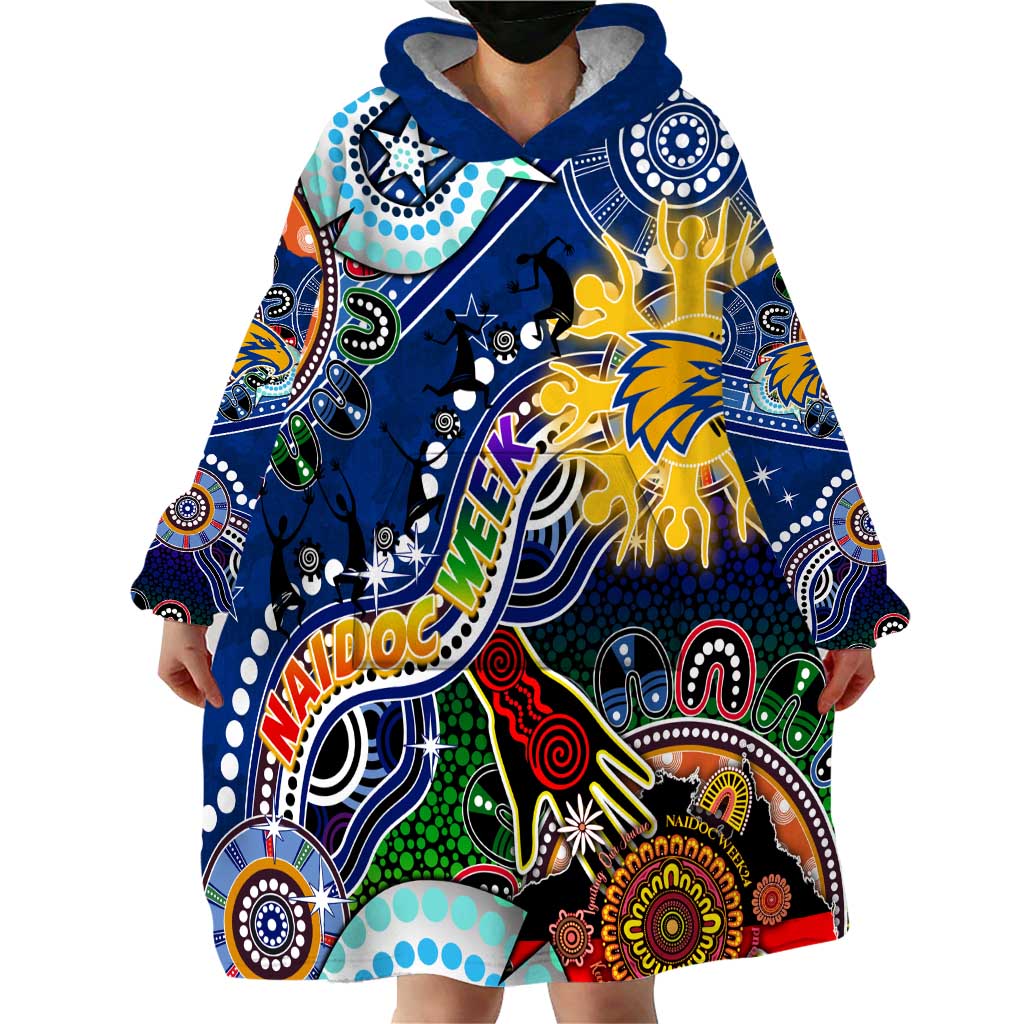 Custom NAIDOC Week 2024 West Coast Eagles Wearable Blanket Hoodie Australia Aboriginal Dot Painting - Vibe Hoodie Shop