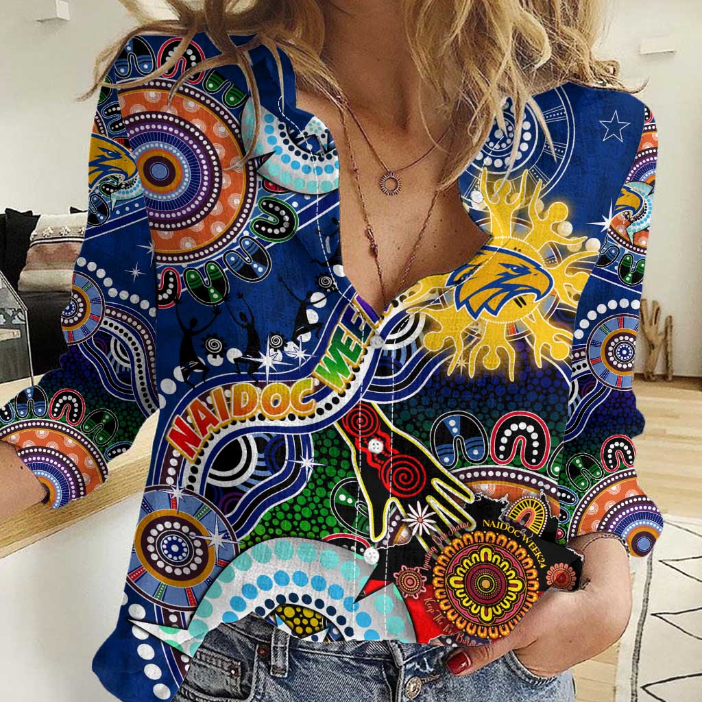 Custom NAIDOC Week 2024 West Coast Eagles Women Casual Shirt Australia Aboriginal Dot Painting - Vibe Hoodie Shop