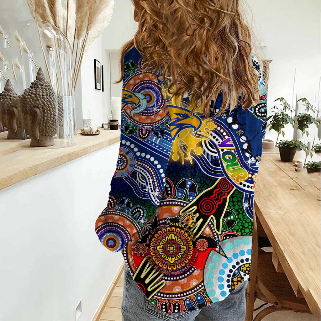 Custom NAIDOC Week 2024 West Coast Eagles Women Casual Shirt Australia Aboriginal Dot Painting - Vibe Hoodie Shop