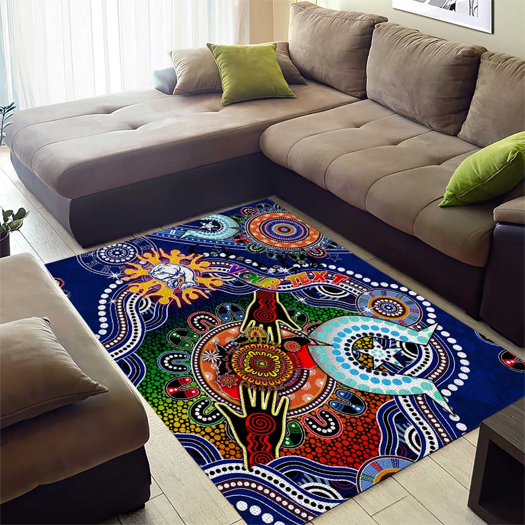 Custom NAIDOC Week 2024 Western Bulldogs Area Rug Australia Aboriginal Dot Painting - Vibe Hoodie Shop