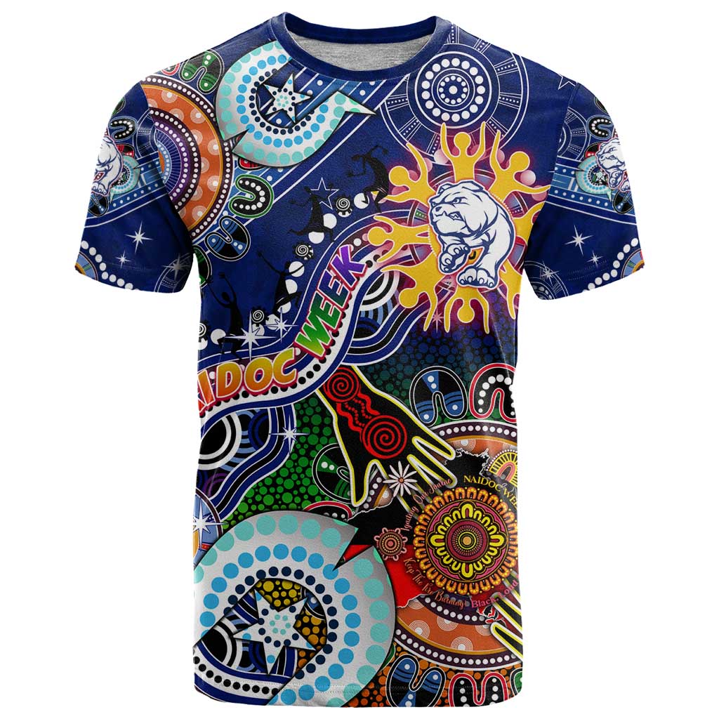 Custom NAIDOC Week 2024 Western Bulldogs T Shirt Australia Aboriginal Dot Painting - Vibe Hoodie Shop