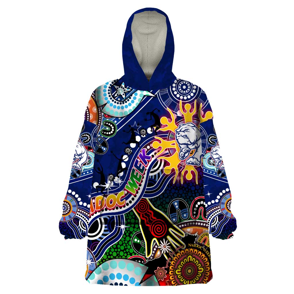 Custom NAIDOC Week 2024 Western Bulldogs Wearable Blanket Hoodie Australia Aboriginal Dot Painting - Vibe Hoodie Shop