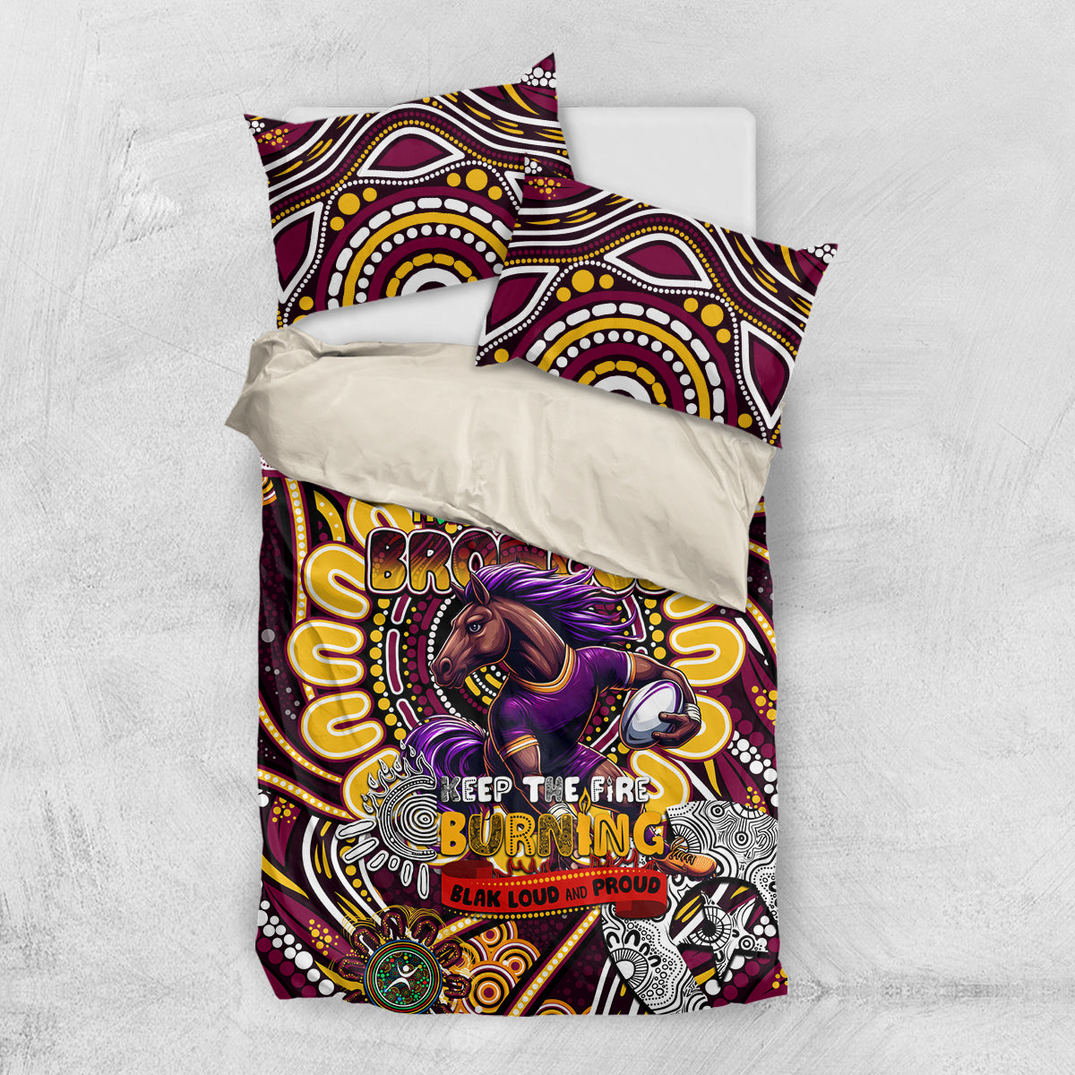 NAIDOC Week 2024 Broncos Bedding Set Mascot Rugby - Vibe Hoodie Shop